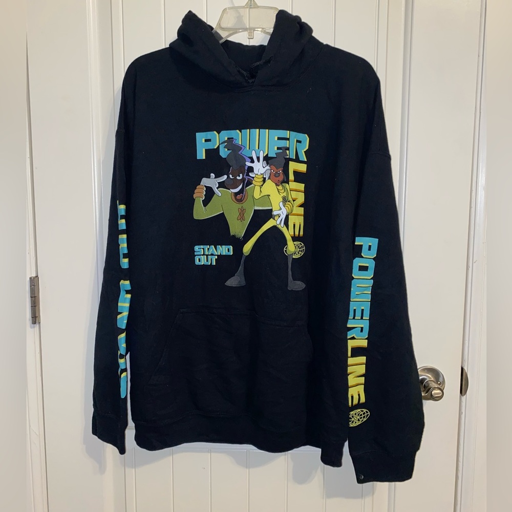 Disneys PowerLine Stand out Black Pull over hoodie size XL